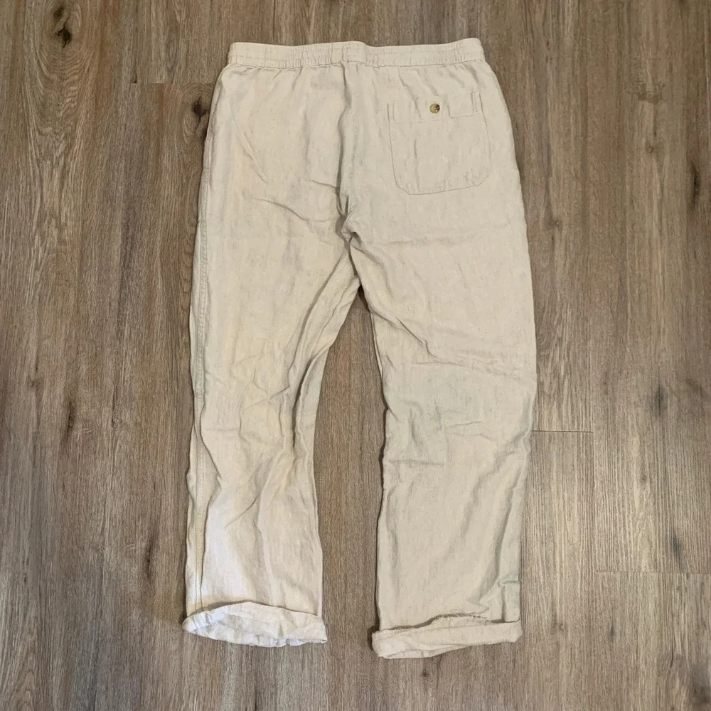 Taylor Stitch linen blend Breakwater Pant in Natural Herringbone - size medium